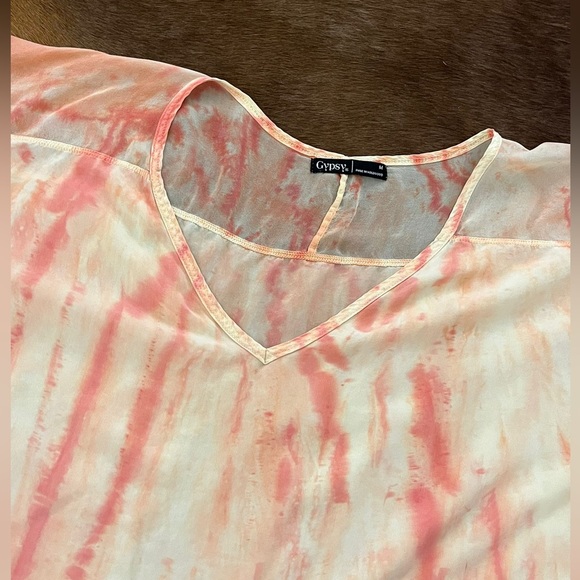 Gypsy 05 silk blouse peach 🍑 color see through - Picture 3 of 5